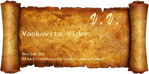 Vaskovits Vidor névjegykártya